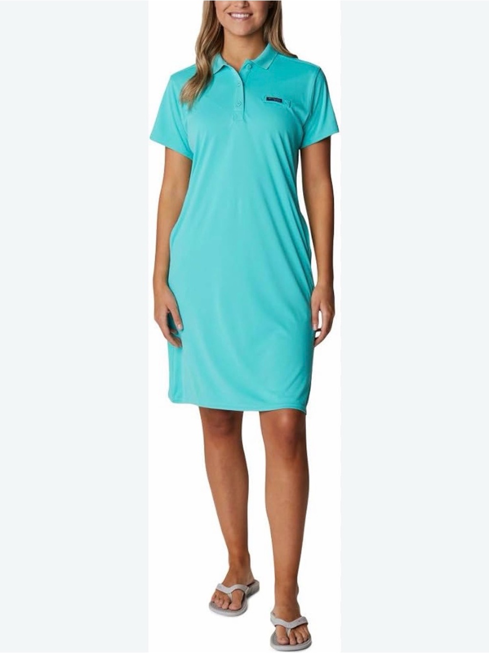 🌊 Columbia PFG Tidal Tee Polo Dress Ocean Teal UPF 50 Medium